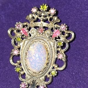 Elegant Silver and Pink Brooch